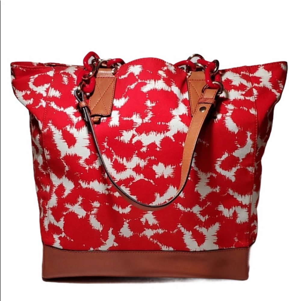 Milly Cotton & Leather Saddle Tote Shoulder Bag